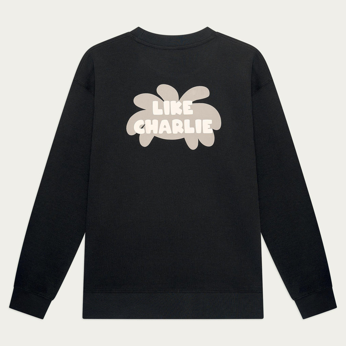 Branded Sweater Black, achterkant, plat gefotografeerd
